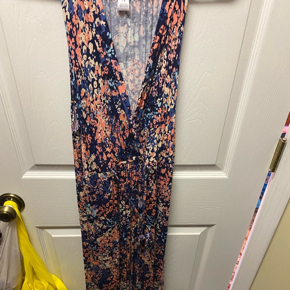 EUC Motherhood Maternity Navy and Pink Maxi Dress Size Large
